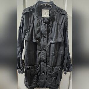 Free People Slate Gray Utility Jacket with Button Front